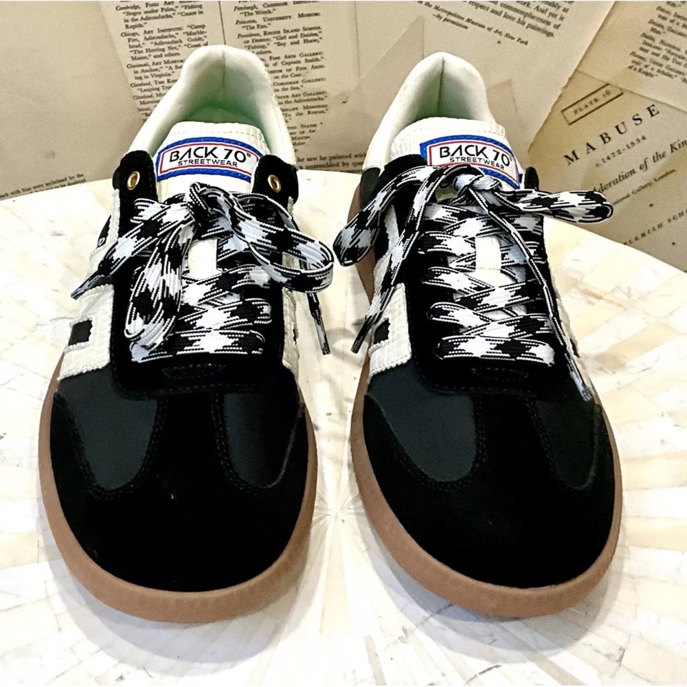 Free People Back 70 Ghost Sneakers Black Mixed Material 2 Tone Laces - Picture 8 of 11